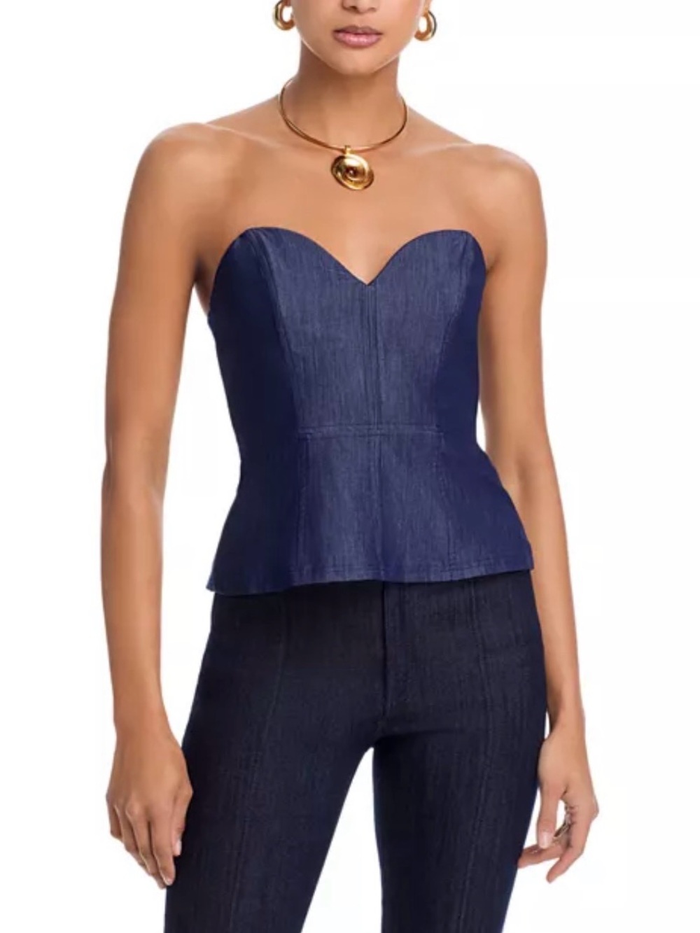 Aqua Denim Bustier Top